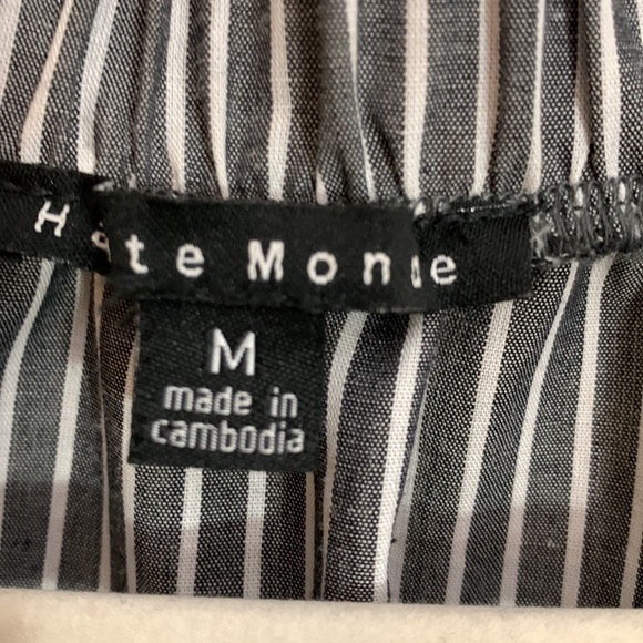 Haute Monde Stripped Romper With Lace Detail Gray and White Striped Size Med - Picture 3 of 3